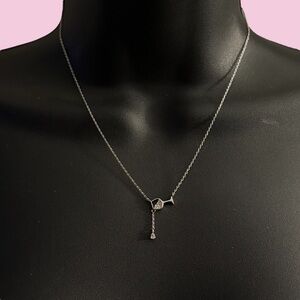 Secret Box sterling silver dipped CZ spilling of wine necklace